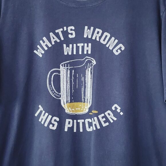 Life is Good Crusher Tee What's Wrong With This Pitcher Blue shirt mens size L - Picture 2 of 5